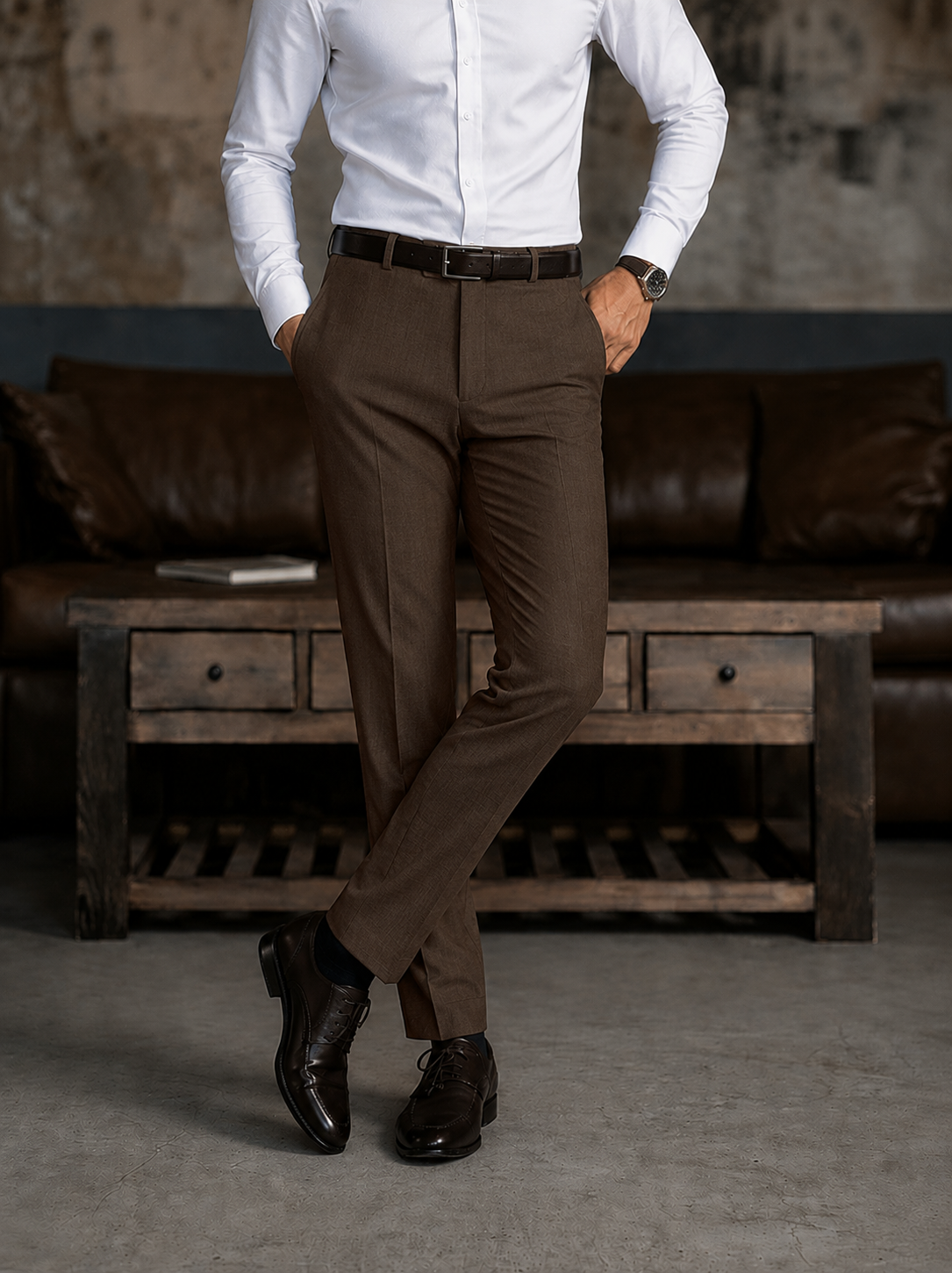 Mens Formal Dark Brown Pant - Ot902
