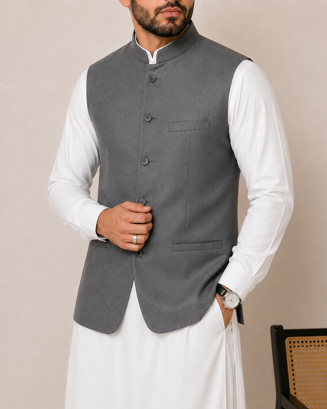 Grey V-Coat – OV-701