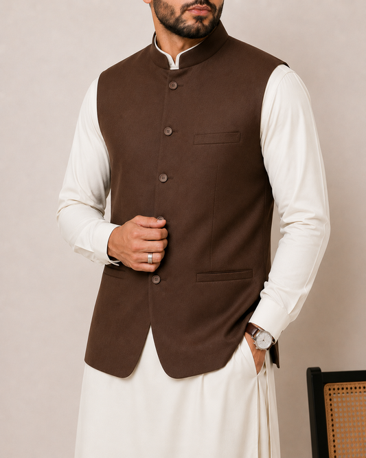 Brown V-Coat – OV-701